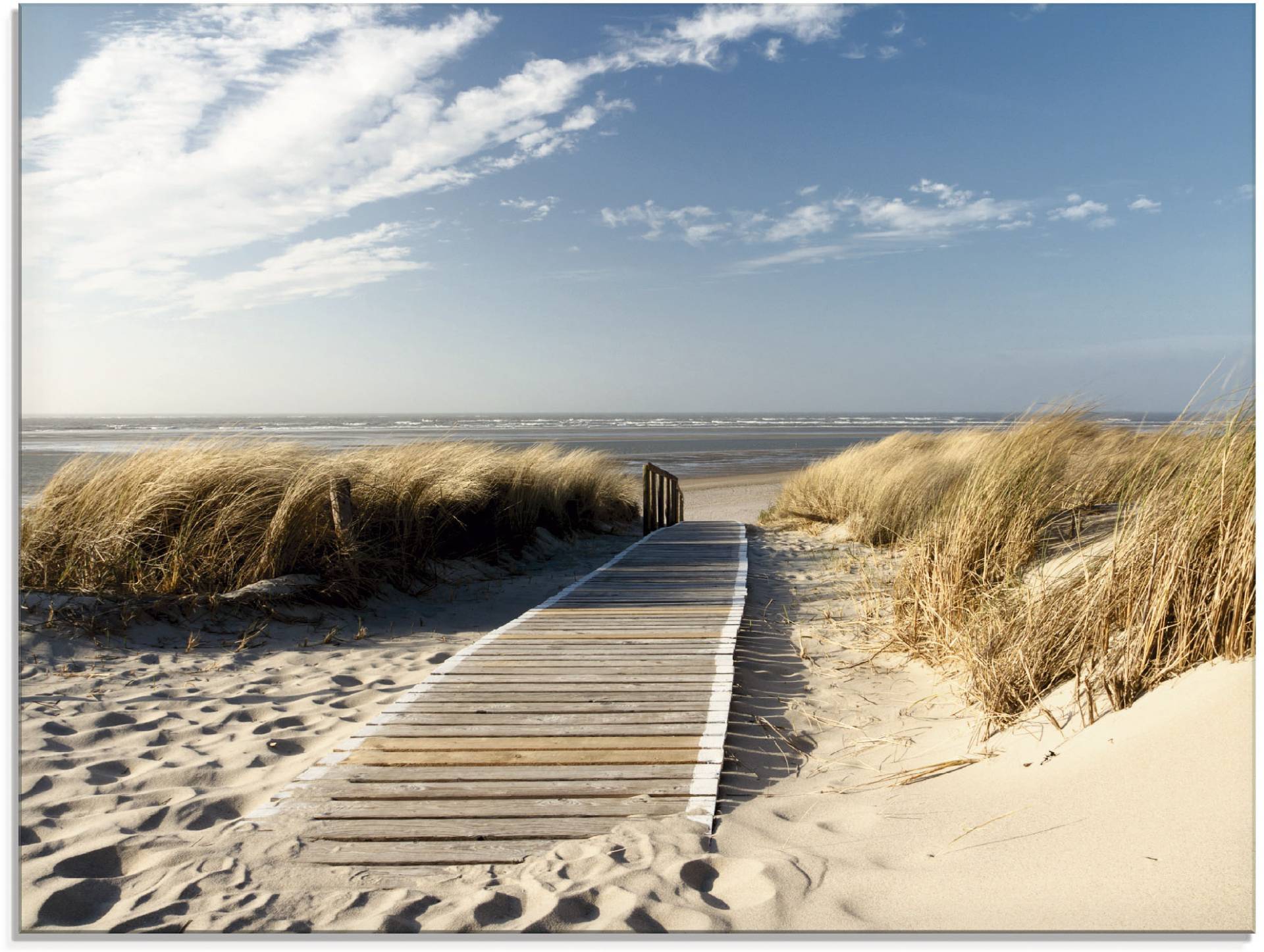 Artland Glasbild »Nordseestrand auf Langeoog - Steg«, Strand, (1 St.) von Artland