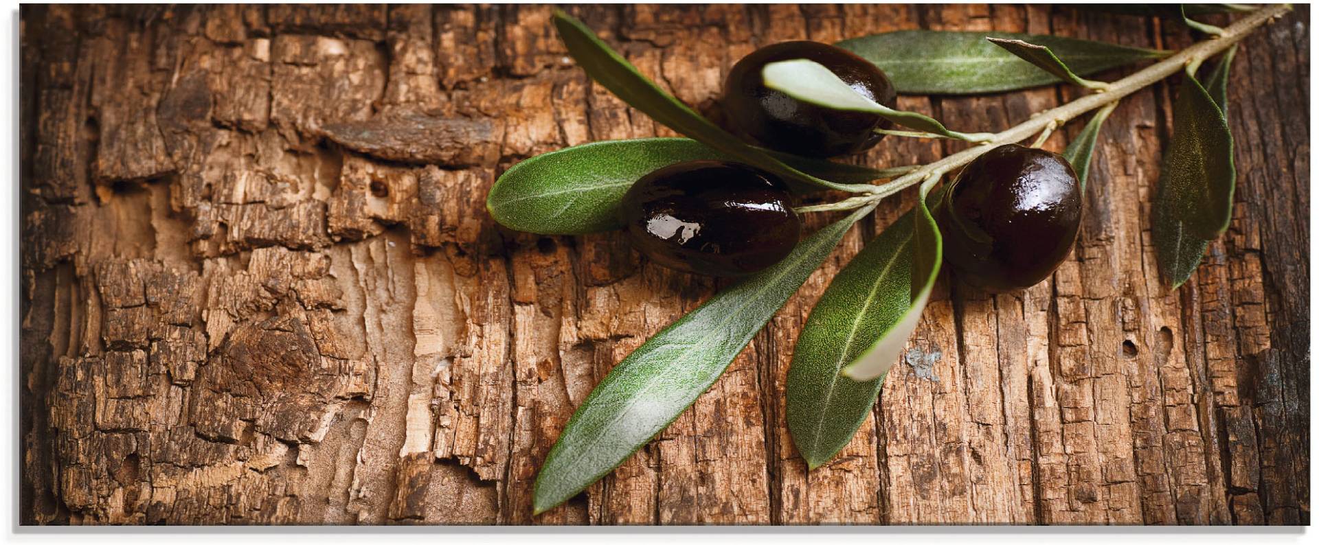 Artland Glasbild »Oliven vor einem Holzhintergrund«, Speisen, (1 St.) von Artland