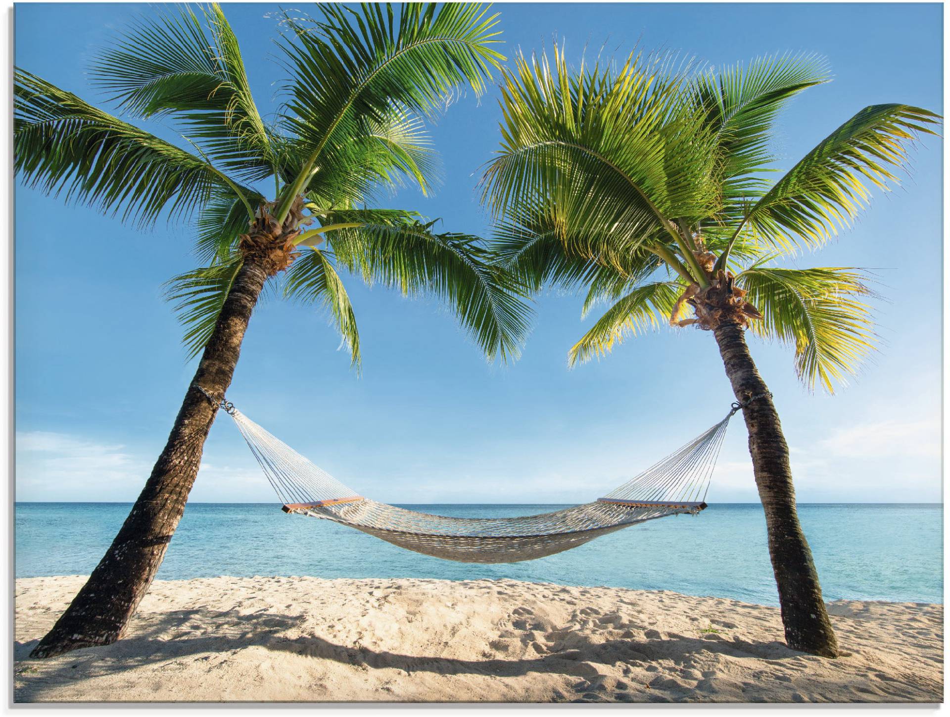 Artland Glasbild »Palmenstrand Karibik mit Hängematte«, Amerika, (1 St.) von Artland