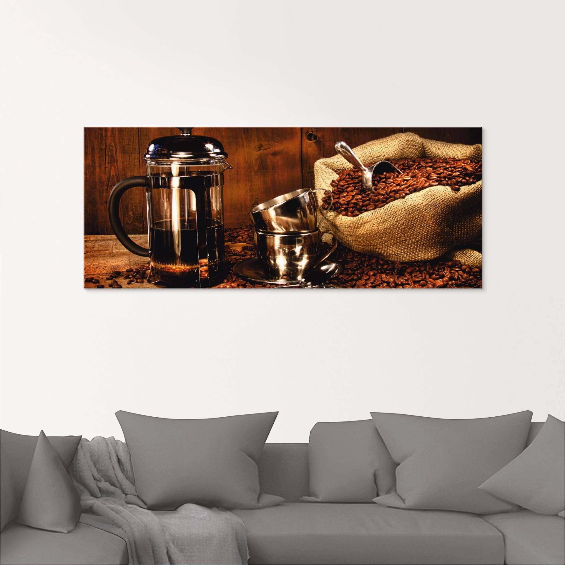 Artland Glasbild »Sack Kaffeebohnen mit Presse«, Getränke, (1 St.), in verschiedenen Grössen von Artland
