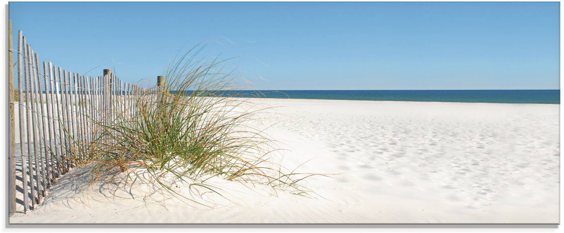 Artland Glasbild »Schöne Sanddüne mit Gräsern und Zaun«, Strand, (1 St.), in verschiedenen Grössen von Artland