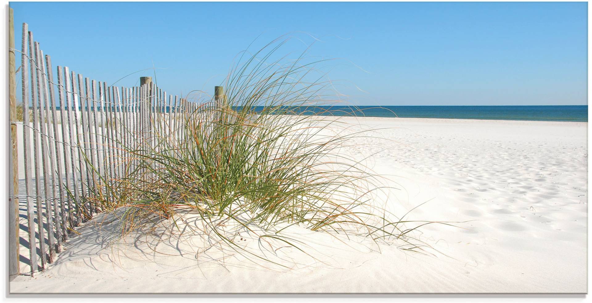 Artland Glasbild »Schöne Sanddüne mit Gräsern und Zaun«, Strand, (1 St.) von Artland