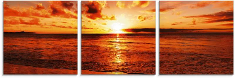 Artland Glasbild »Schöner Sonnenuntergang Strand«, Gewässer, (3 St.) von Artland