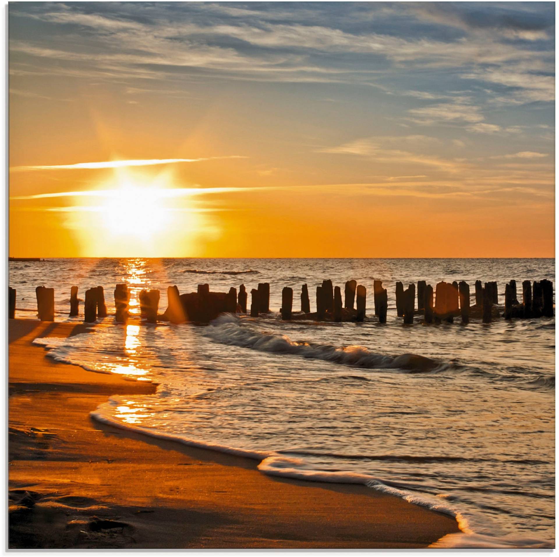 Artland Glasbild »Schöner Sonnenuntergang am Strand«, Strand, (1 St.) von Artland