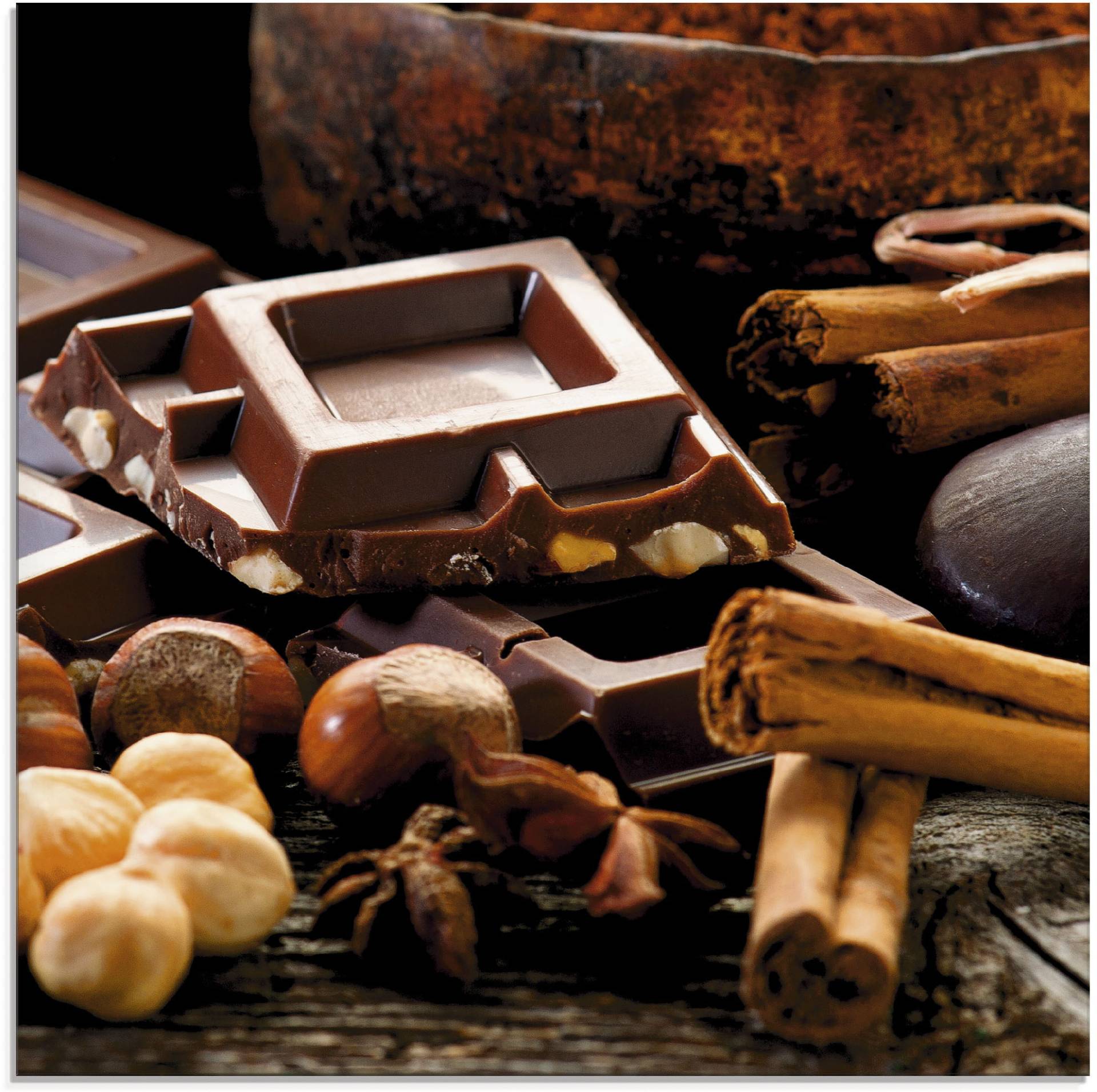 Artland Glasbild »Schokolade mit Zutaten«, Süssspeisen, (1 St.) von Artland