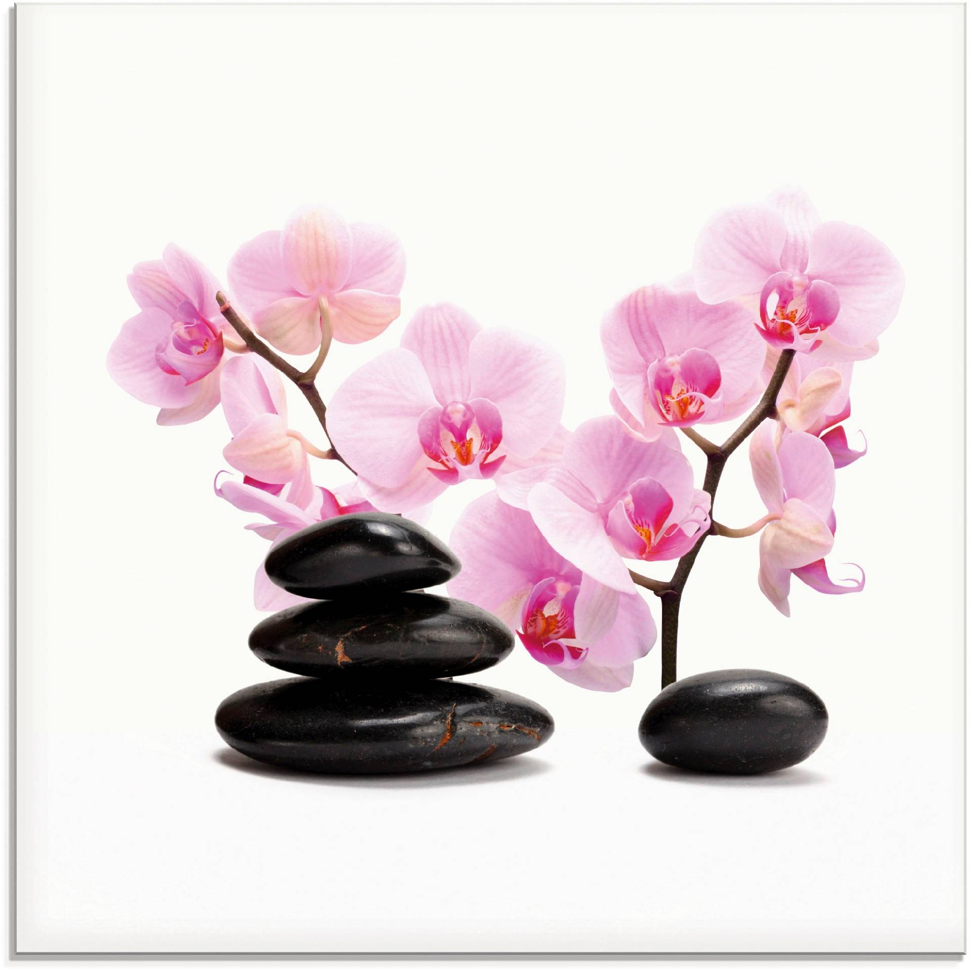 Artland Glasbild »Schwarze Steine und pinke Orchidee«, Zen, (1 St.) von Artland