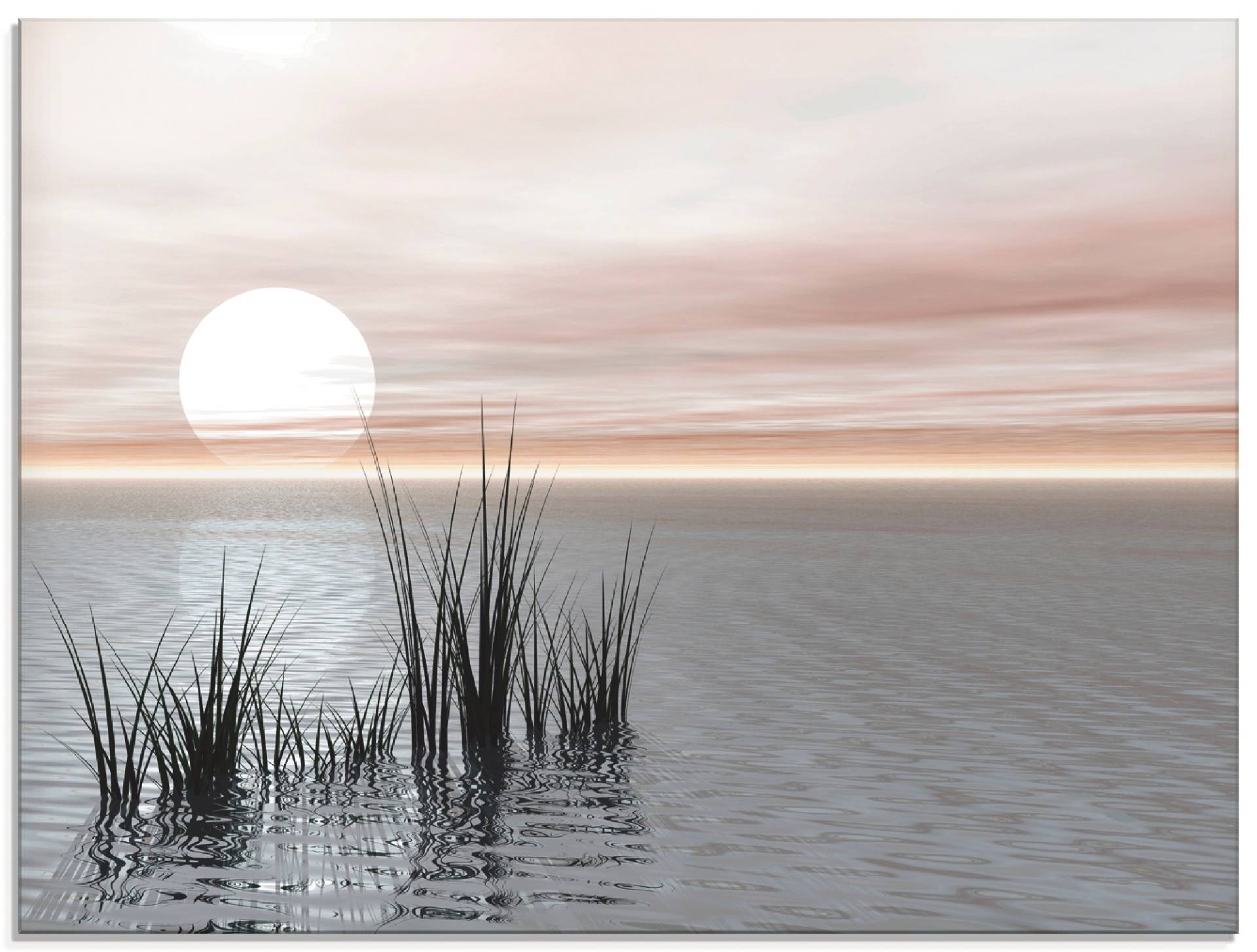 Artland Glasbild »Sonnenuntergang mit Schilf«, Sonnenaufgang & -untergang, (1 St.) von Artland