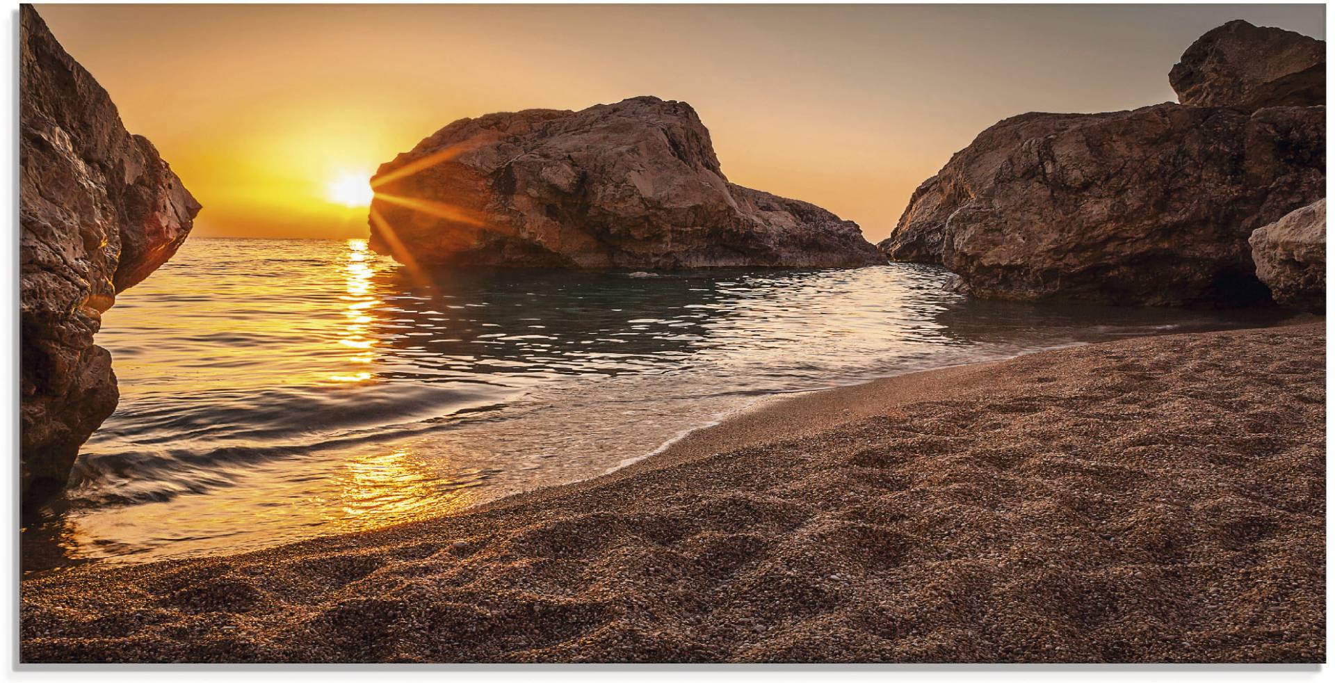 Artland Glasbild »Sonnenuntergang und Strand«, Strand, (1 St.) von Artland