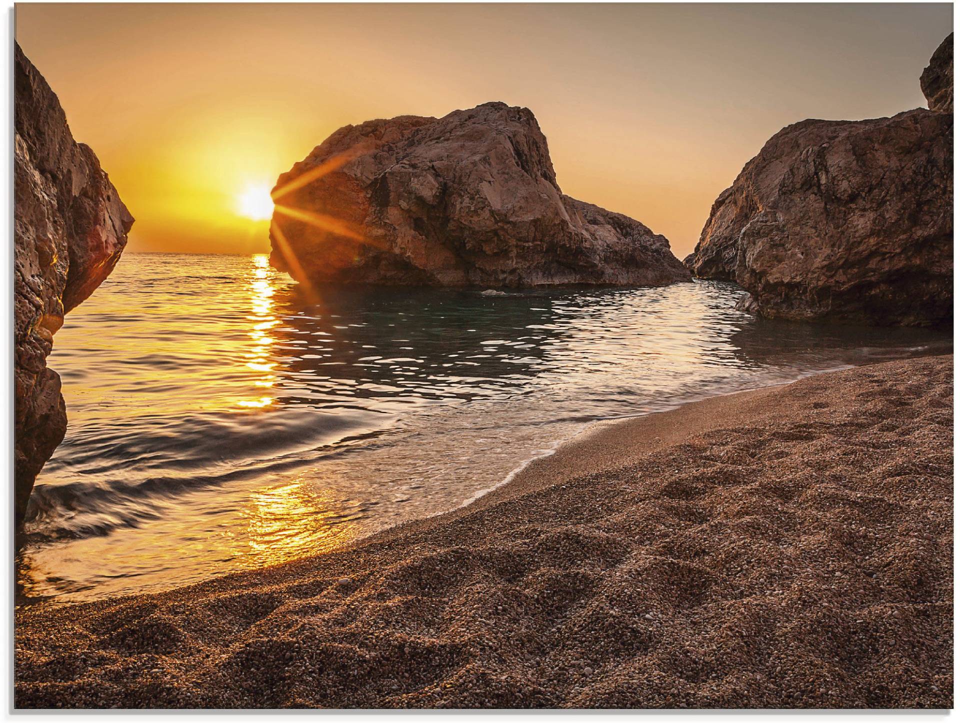 Artland Glasbild »Sonnenuntergang und Strand«, Strand, (1 St.) von Artland