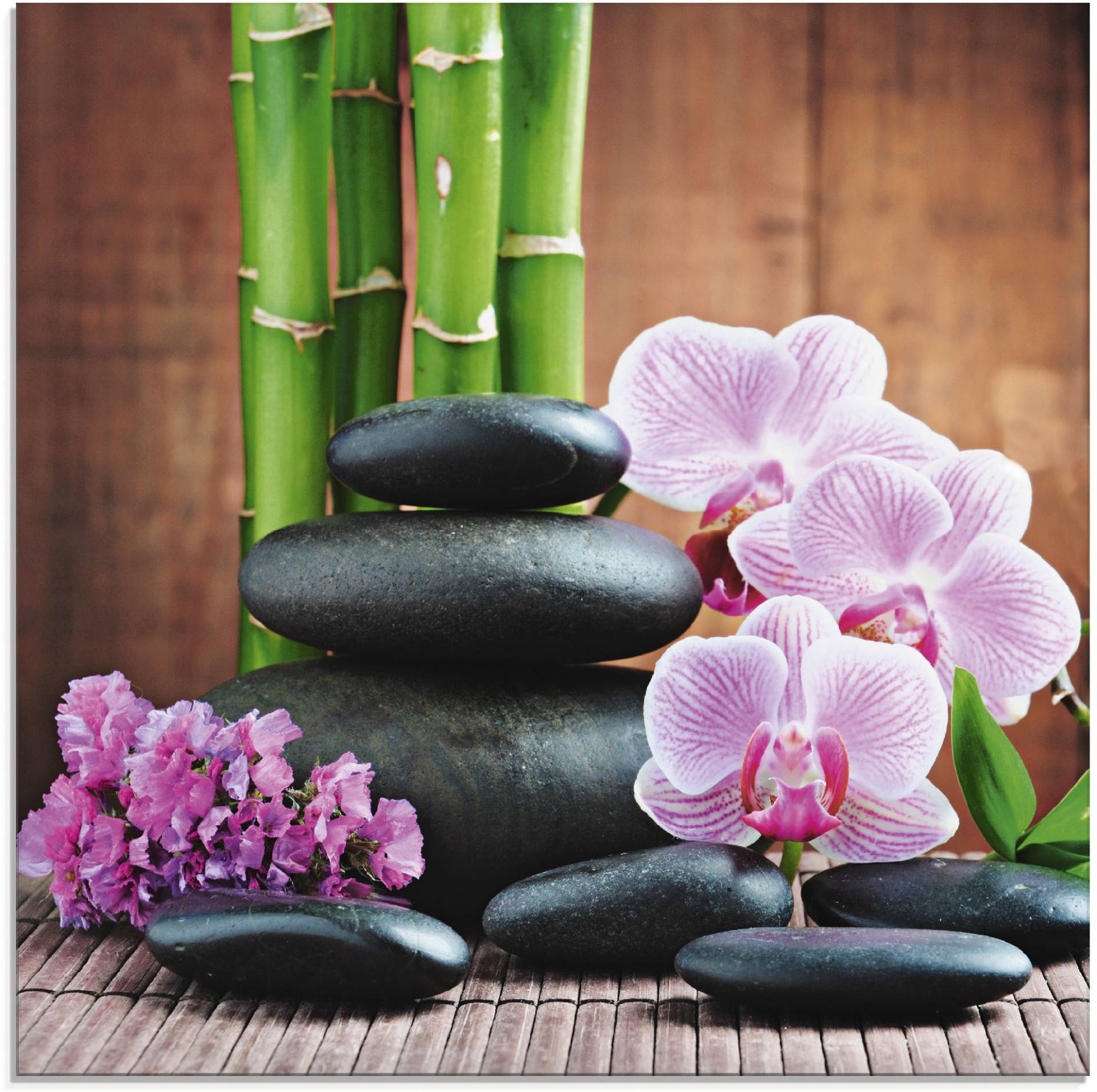 Artland Glasbild »Spa Konzept Zen Steinen Orchideen«, Zen, (1 St.) von Artland