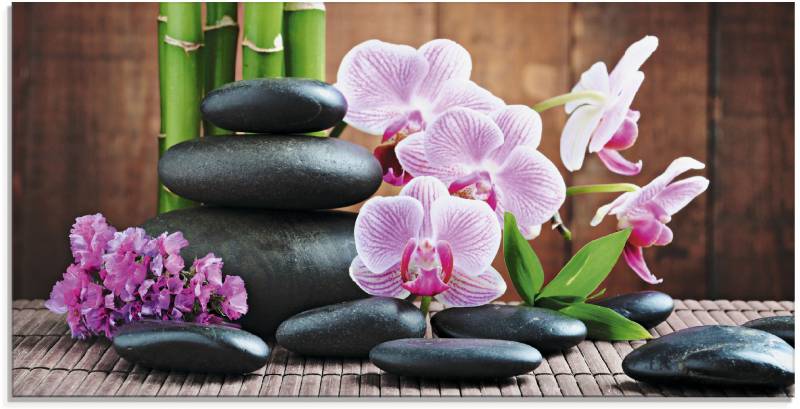 Artland Glasbild »Spa Konzept Zen Steinen Orchideen«, Zen, (1 St.) von Artland