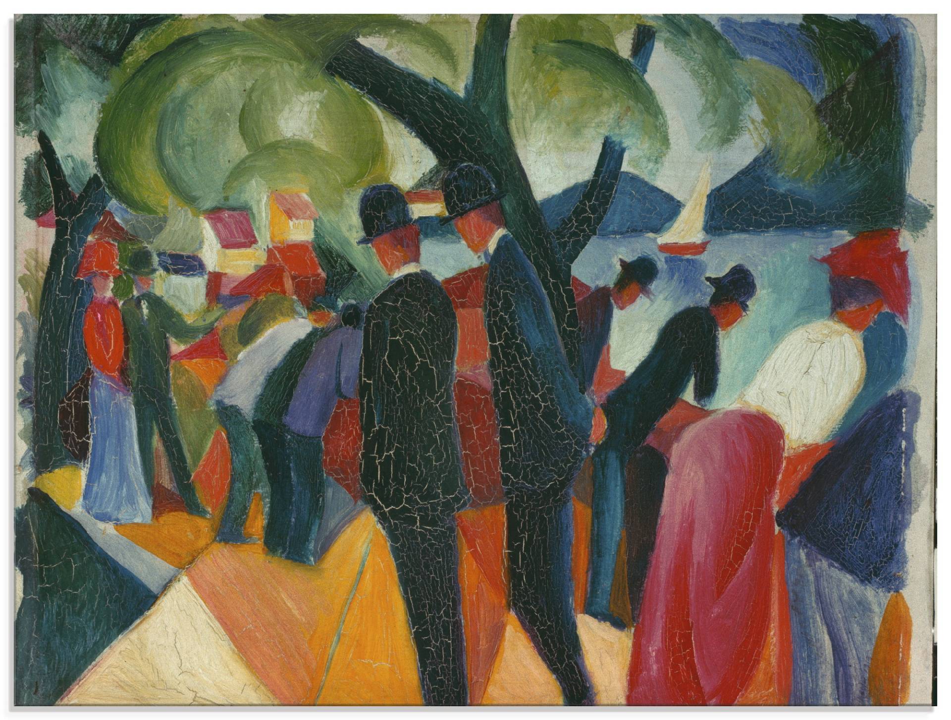 Artland Glasbild »Spaziergang auf der Brücke. 1913«, Gruppen & Familien, (1 St.) von Artland
