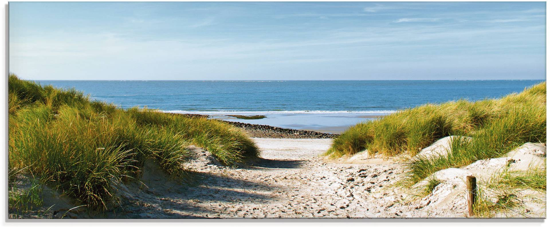 Artland Glasbild »Strand mit Sanddünen und Weg zur See«, Strand, (1 St.) von Artland