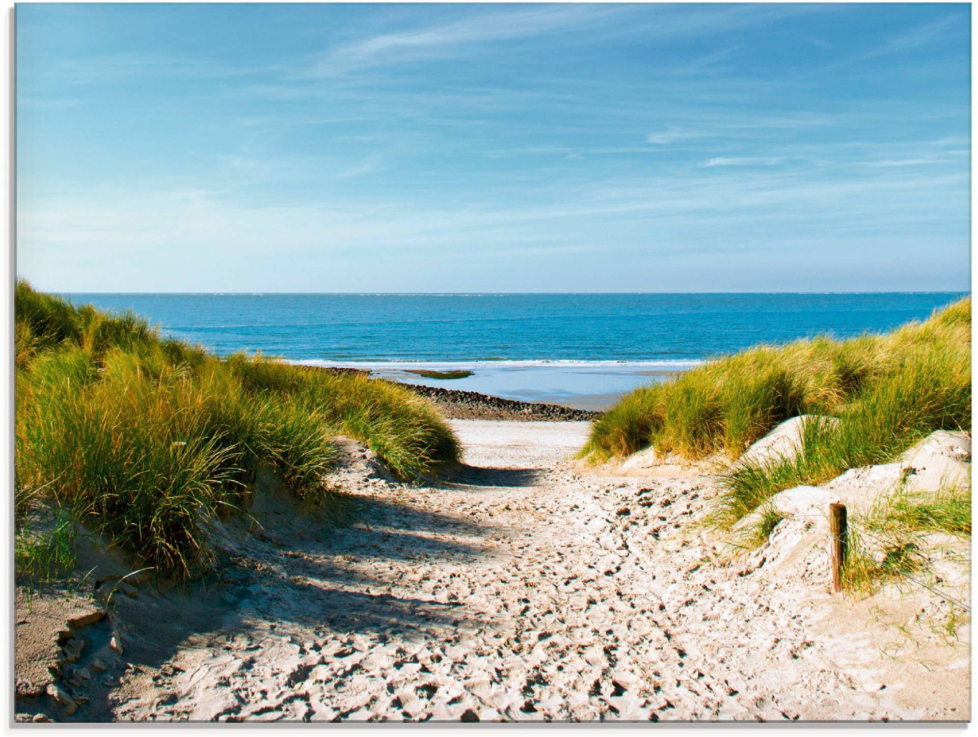 Artland Glasbild »Strand mit Sanddünen und Weg zur See«, Strand, (1 St.) von Artland