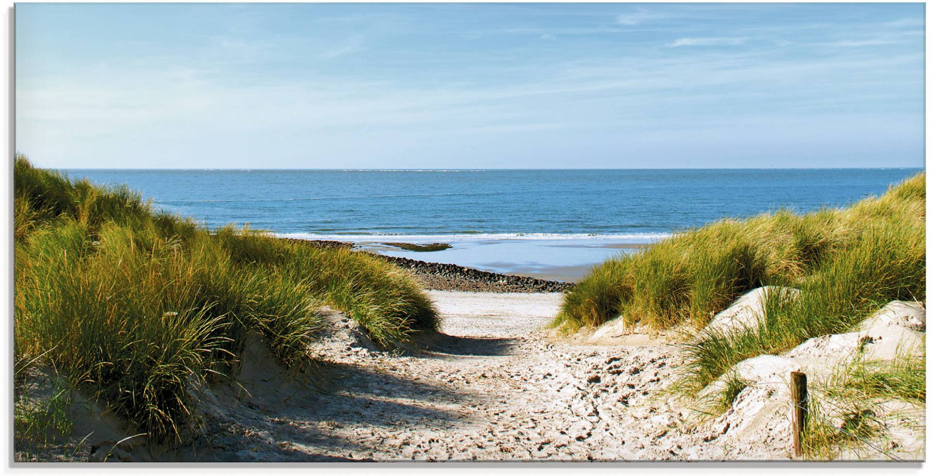 Artland Glasbild »Strand mit Sanddünen und Weg zur See«, Strand, (1 St.) von Artland