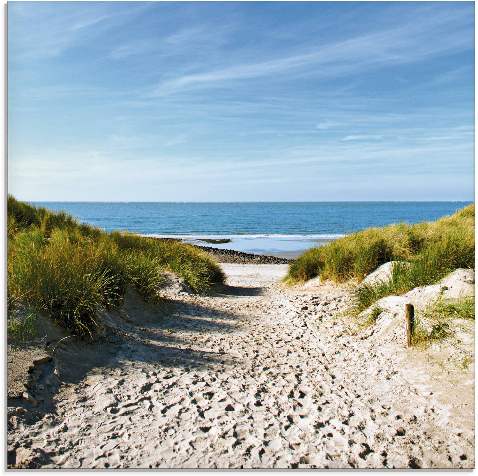 Artland Glasbild »Strand mit Sanddünen und Weg zur See«, Strand, (1 St.) von Artland