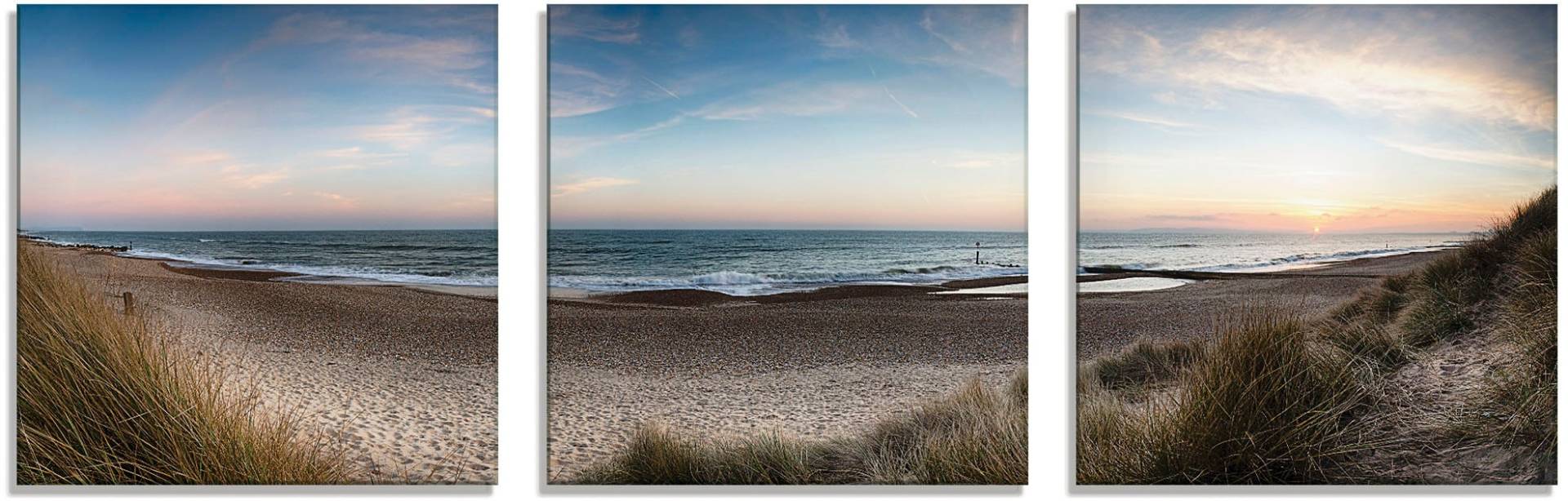 Artland Glasbild »Strand und Sanddünen am Hengistbury Head«, Küste, (3 St.) von Artland