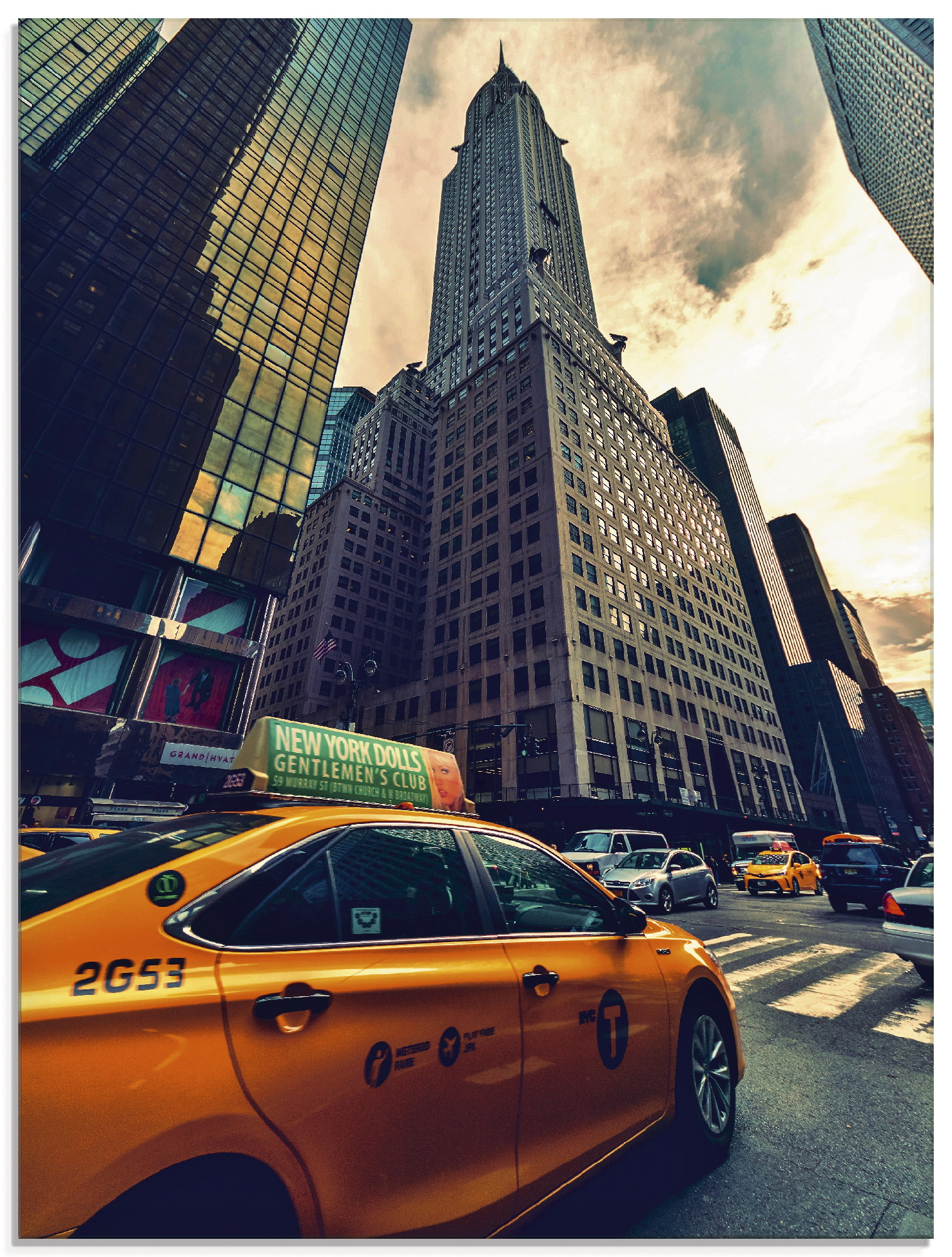 Artland Glasbild »Taxi in New York«, Gebäude, (1 St.) von Artland
