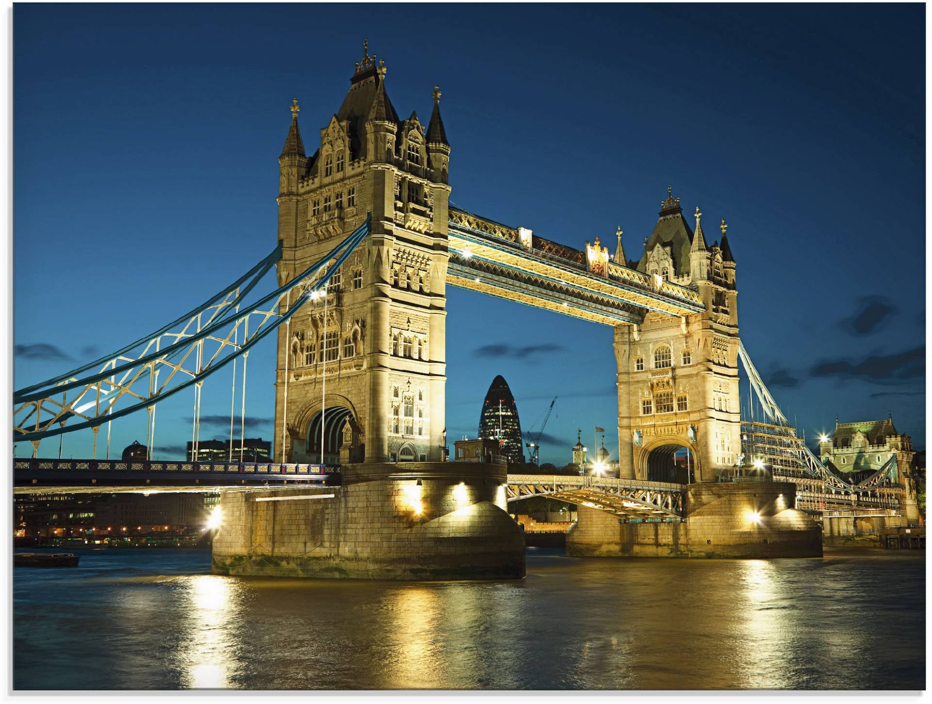 Artland Glasbild »Tower Bridge Abenddämmerung London«, Brücken, (1 St.) von Artland