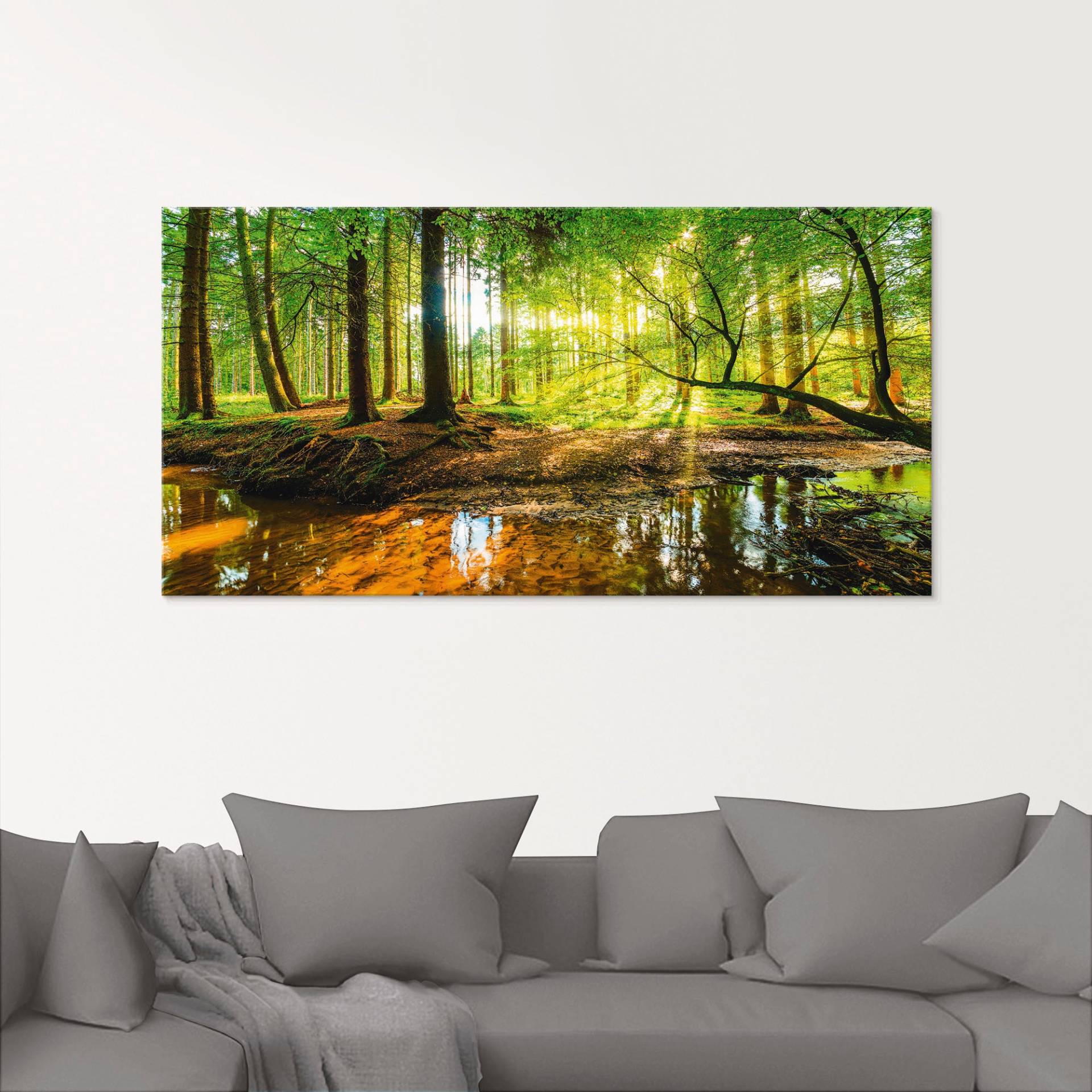 Artland Glasbild »Wald mit Bach«, Wald, (1 St.) von Artland