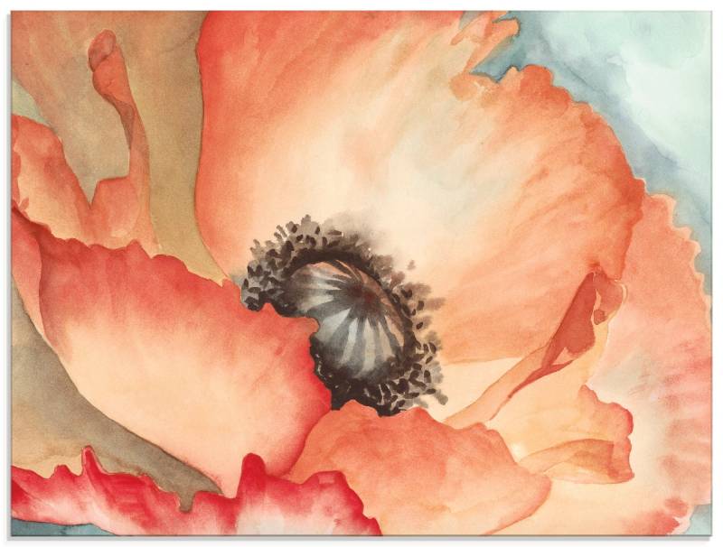 Artland Glasbild »Wasserfarben Mohn II«, Blumen, (1 St.), in verschiedenen Grössen von Artland