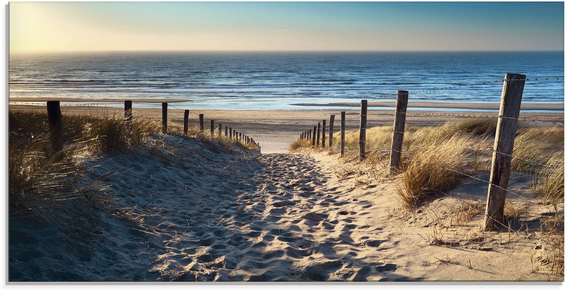 Artland Glasbild »Weg zum Nordseestrand Sonnenuntergang«, Strand, (1 St.) von Artland