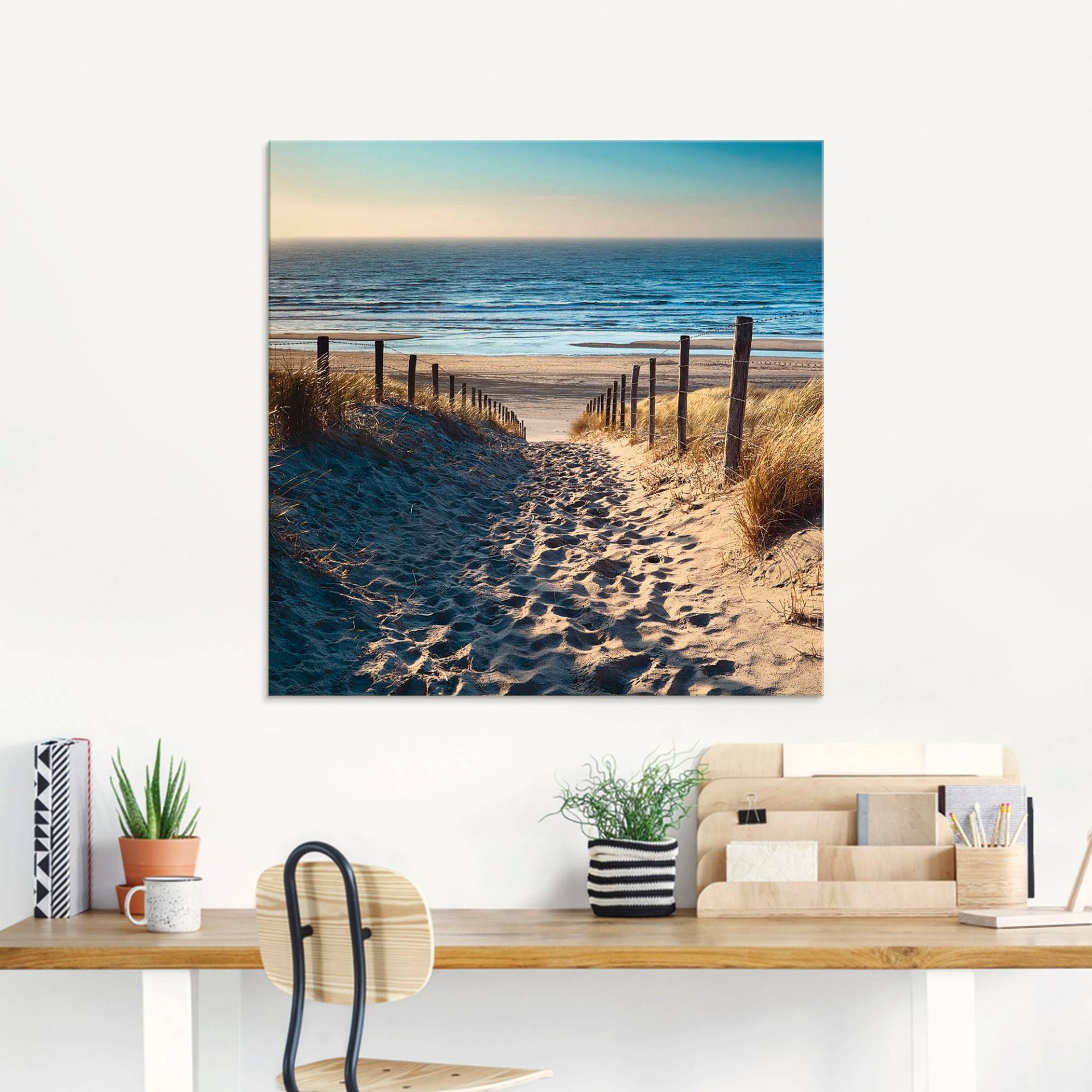 Artland Glasbild »Weg zum Nordseestrand Sonnenuntergang«, Strand, (1 St.) von Artland