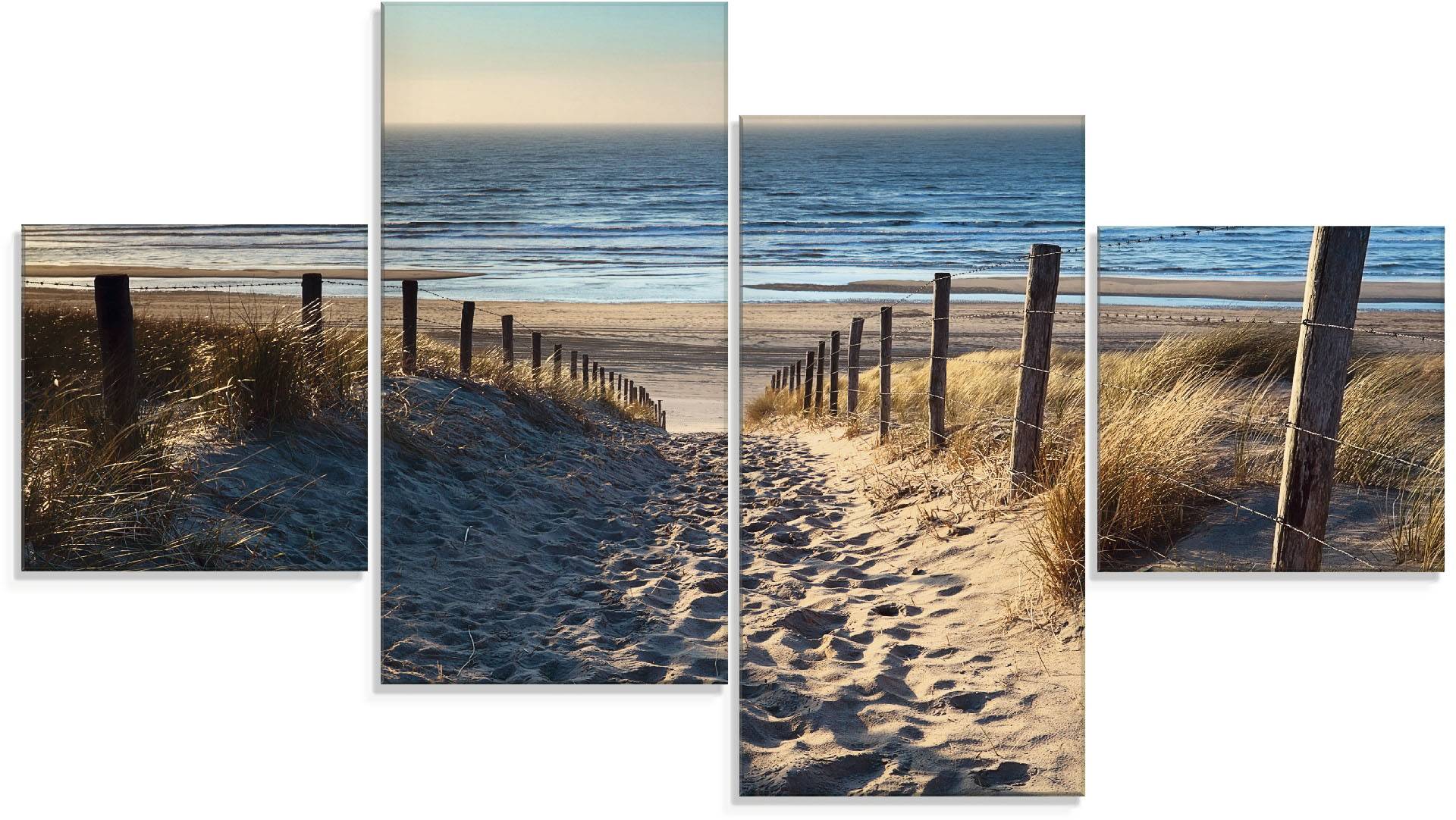Artland Glasbild »Weg zum Nordseestrand Sonnenuntergang«, Strand, (4 St.) von Artland