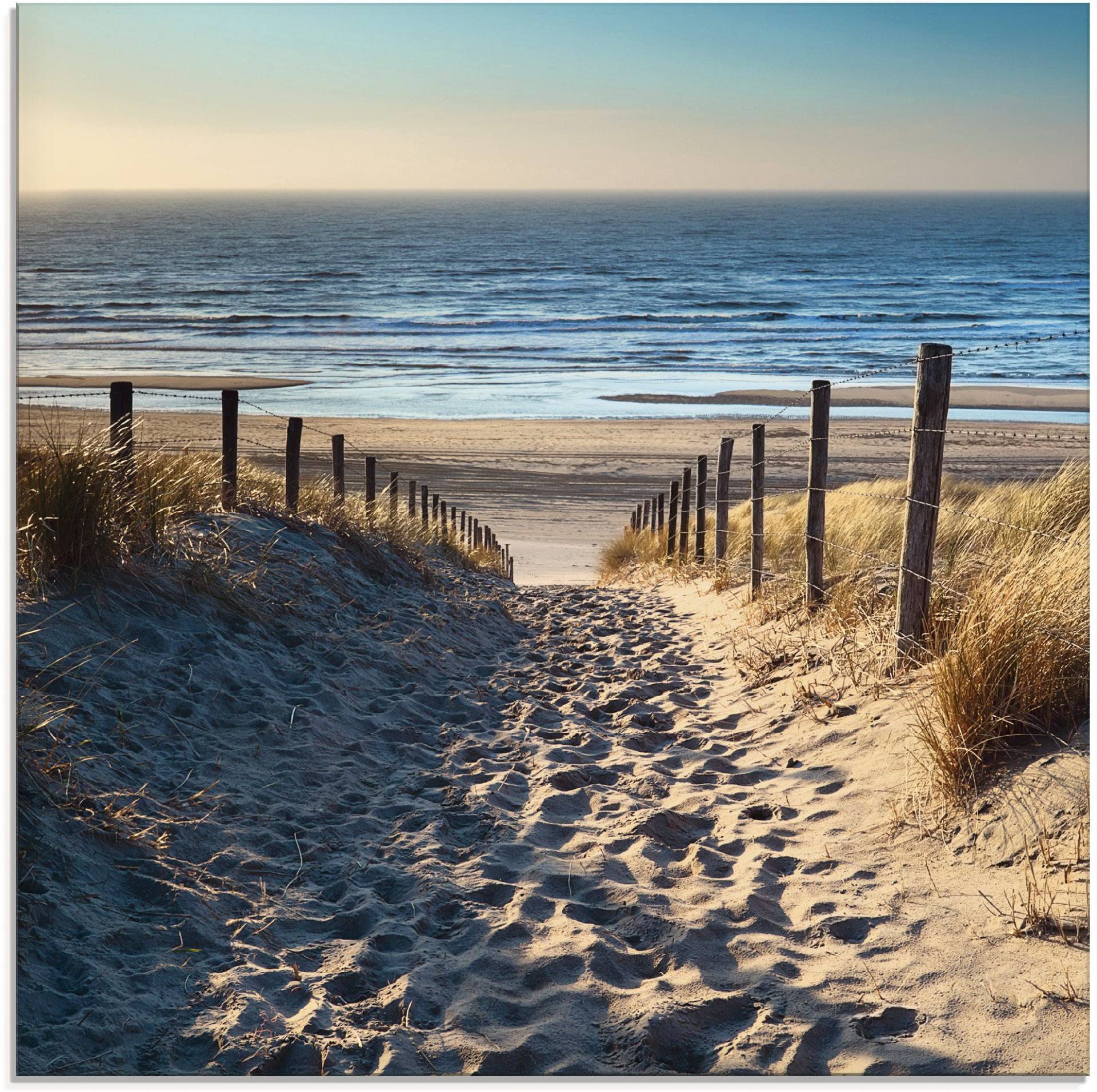 Artland Glasbild »Weg zum Nordseestrand Sonnenuntergang«, Strand, (1 St.) von Artland