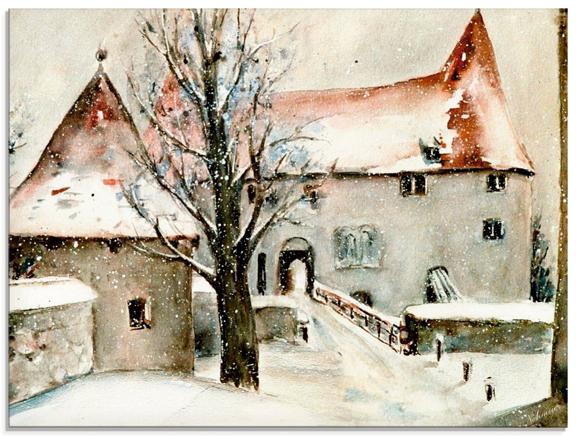 Artland Glasbild »Winter auf der Burg«, Gebäude, (1 St.) von Artland