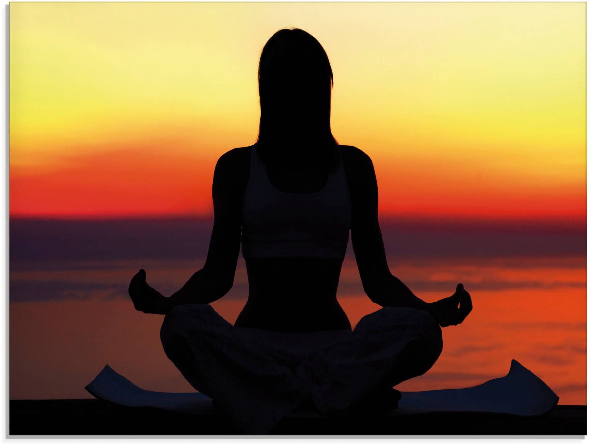 Artland Glasbild »Yoga im Sonnenuntergang«, Spa, (1 St.) von Artland