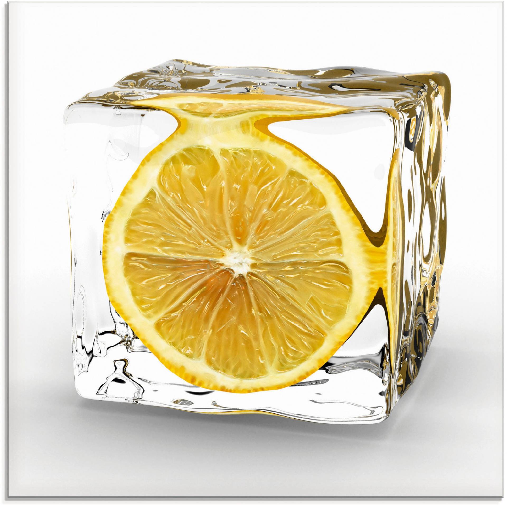 Artland Glasbild »Zitrone im Eiswürfel«, Lebensmittel, (1 St.) von Artland