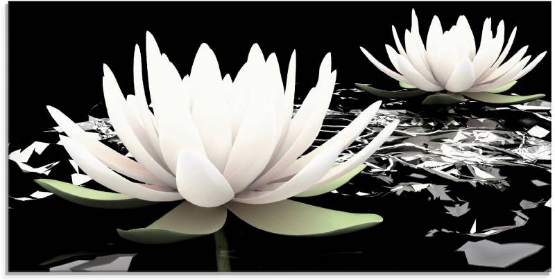 Artland Glasbild »Zwei Lotusblumen auf dem Wasser«, Blumen, (1 St.), in verschiedenen Grössen von Artland