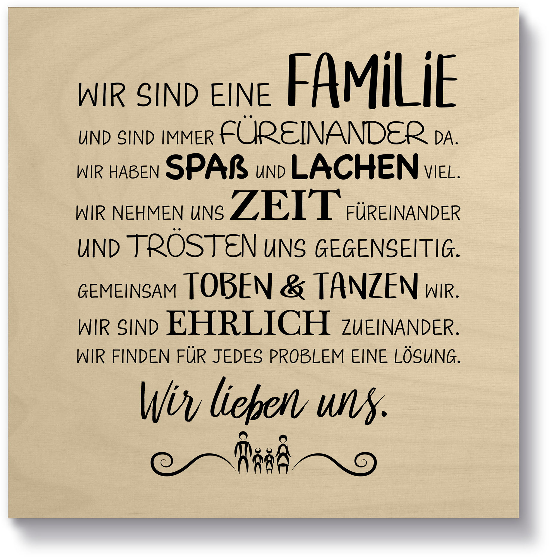 Artland Holzbild »Familie I«, Sprüche & Texte, (1 St.) von Artland