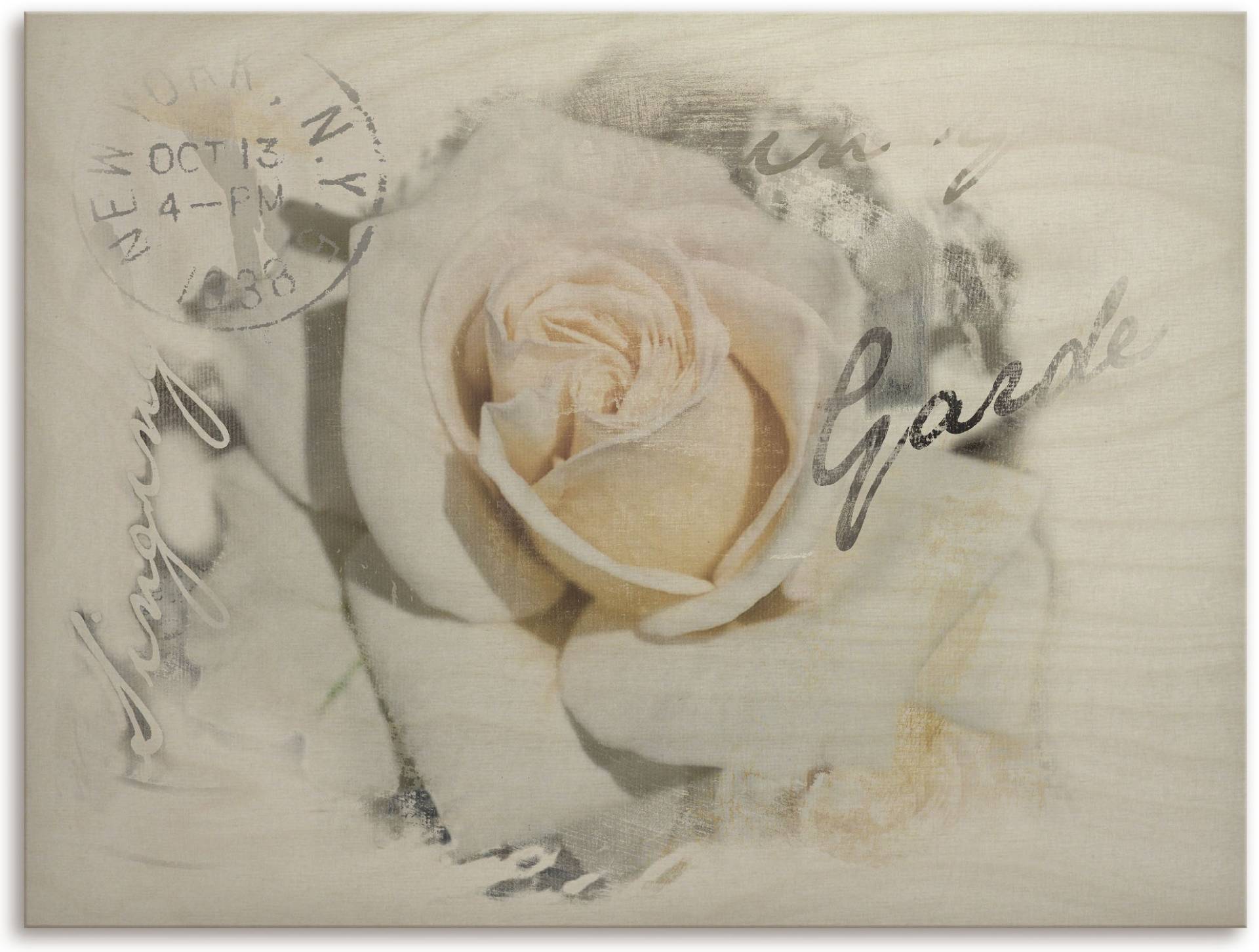 Artland Holzbild »In Buchstaben - Rose«, Pflanzen- & Blumenbilder, (1 St.) von Artland