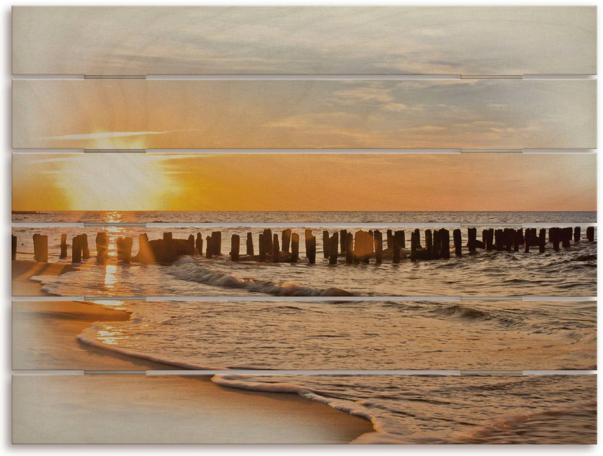 Artland Holzbild »Schöner Sonnenuntergang am Strand«, Strandbilder, (1 St.) von Artland