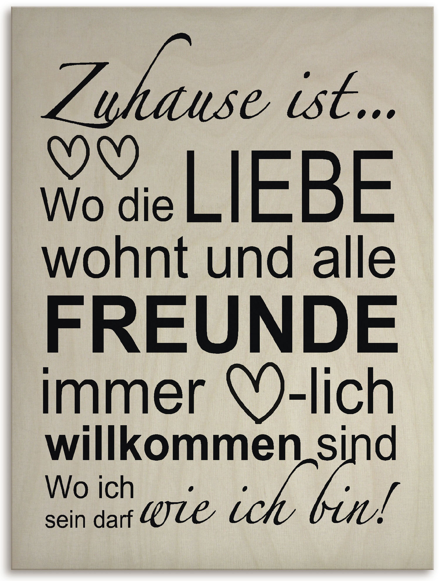 Artland Holzbild »Wo die Liebe wohnt«, Sprüche & Texte, (1 St.) von Artland