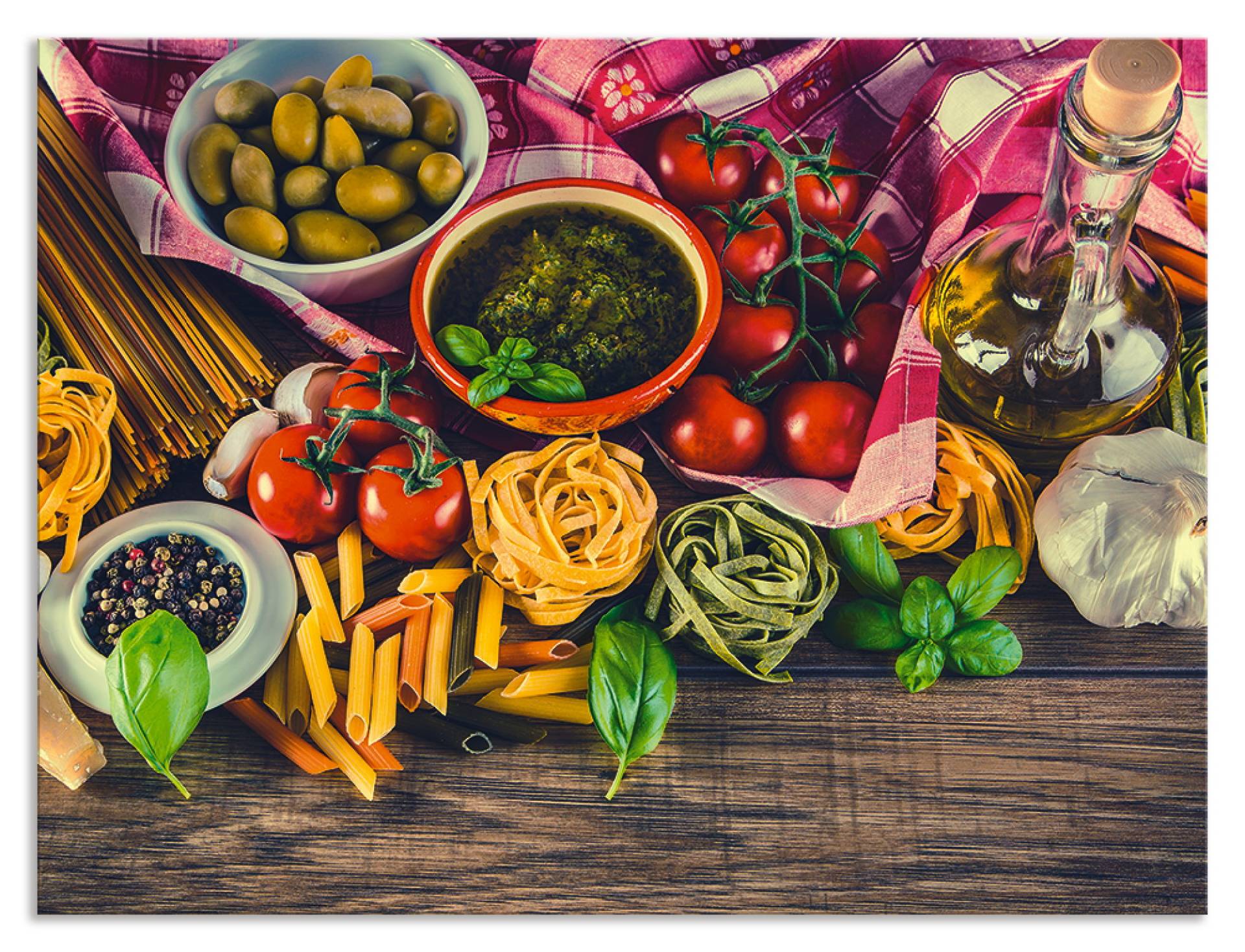Artland Küchenrückwand »Italienisch mediterrane Lebensmittel«, (1 tlg.), Alu Spritzschutz mit Klebeband, einfache Montage von Artland