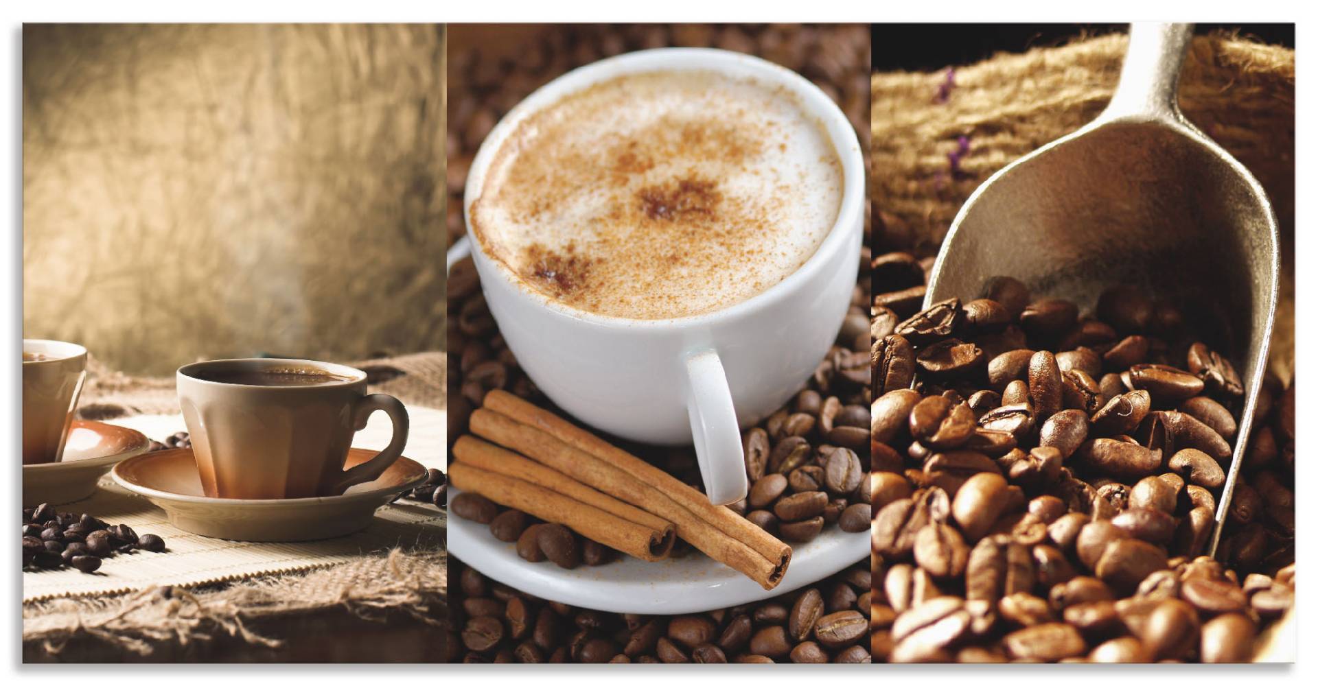Artland Küchenrückwand »Kaffee - Cappuccino - Heisser Kaffee«, (1 tlg.), Alu Spritzschutz mit Klebeband, einfache Montage von Artland