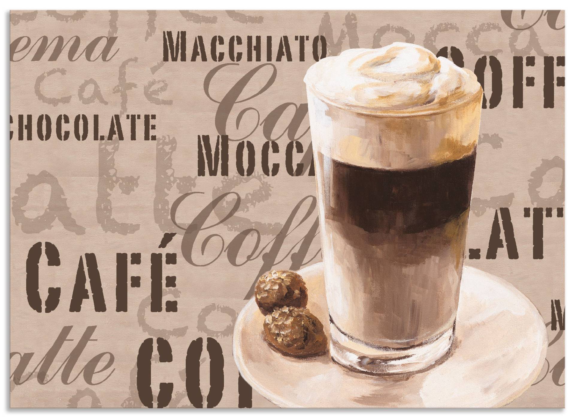 Artland Küchenrückwand »Kaffee - Latte Macchiato«, (1 tlg.), Alu Spritzschutz mit Klebeband, einfache Montage von Artland