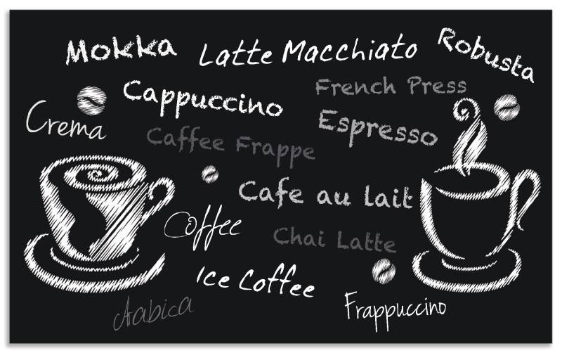 Artland Küchenrückwand »Kaffee. Designelemente auf einer Tafel«, (1 tlg.), Alu Spritzschutz mit Klebeband, einfache Montage von Artland
