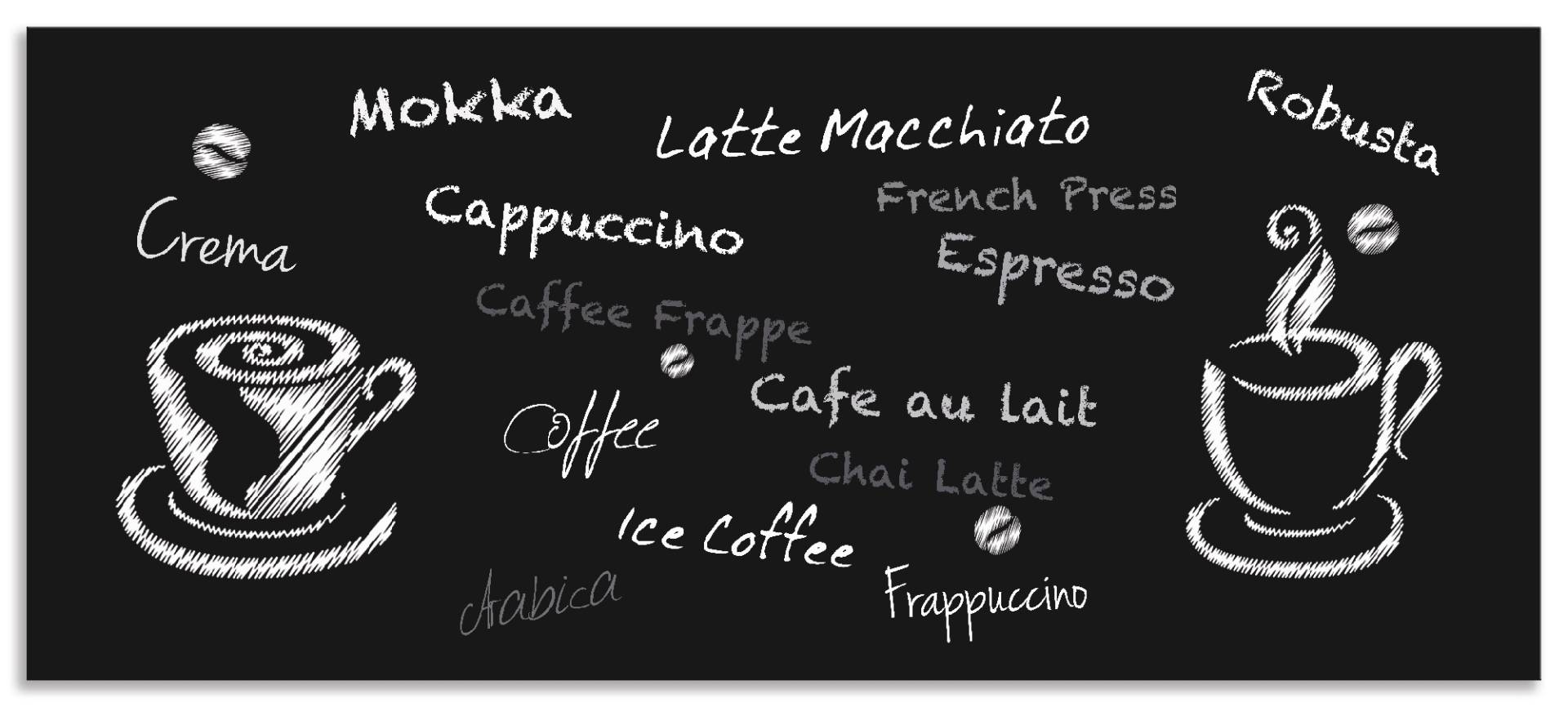 Artland Küchenrückwand »Kaffee. Designelemente auf einer Tafel«, (1 tlg.), Alu Spritzschutz mit Klebeband, einfache Montage von Artland