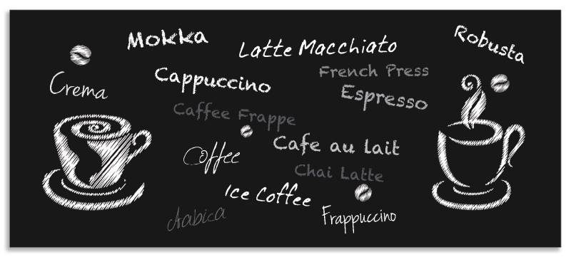 Artland Küchenrückwand »Kaffee. Designelemente auf einer Tafel«, (1 tlg.), Alu Spritzschutz mit Klebeband, einfache Montage von Artland
