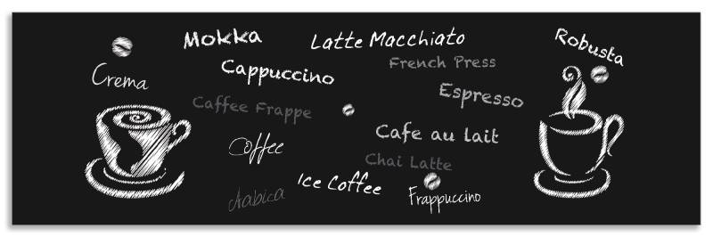 Artland Küchenrückwand »Kaffee. Designelemente auf einer Tafel«, (1 tlg.), Alu Spritzschutz mit Klebeband, einfache Montage von Artland