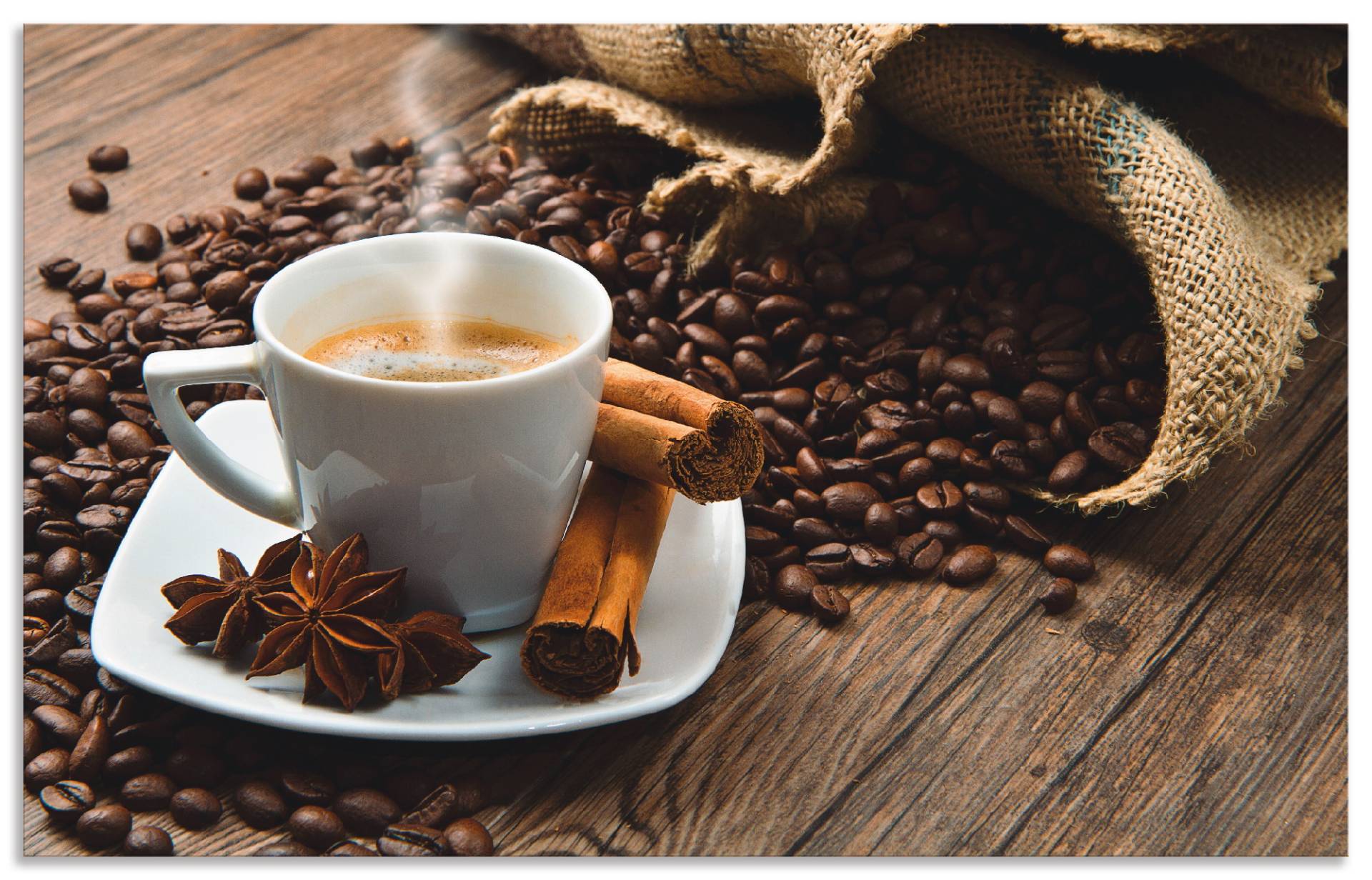Artland Küchenrückwand »Kaffeetasse Leinensack mit Kaffeebohnen«, (1 tlg.), Alu Spritzschutz mit Klebeband, einfache Montage Artland Küchenrückwand »Kaffeetasse Leinensack mit Kaffeebohnen«, (1 tlg.), Alu Spritzschutz mit Klebeband, einfache Montage von Artland