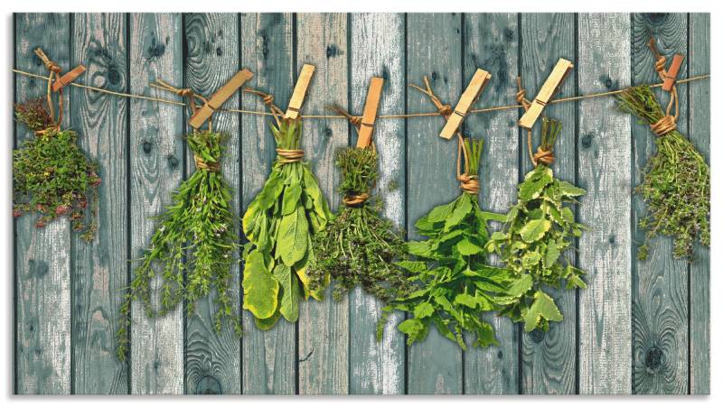 Artland Küchenrückwand »Kräuter mit Holzoptik«, (1 tlg.), Alu Spritzschutz mit Klebeband, einfache Montage von Artland