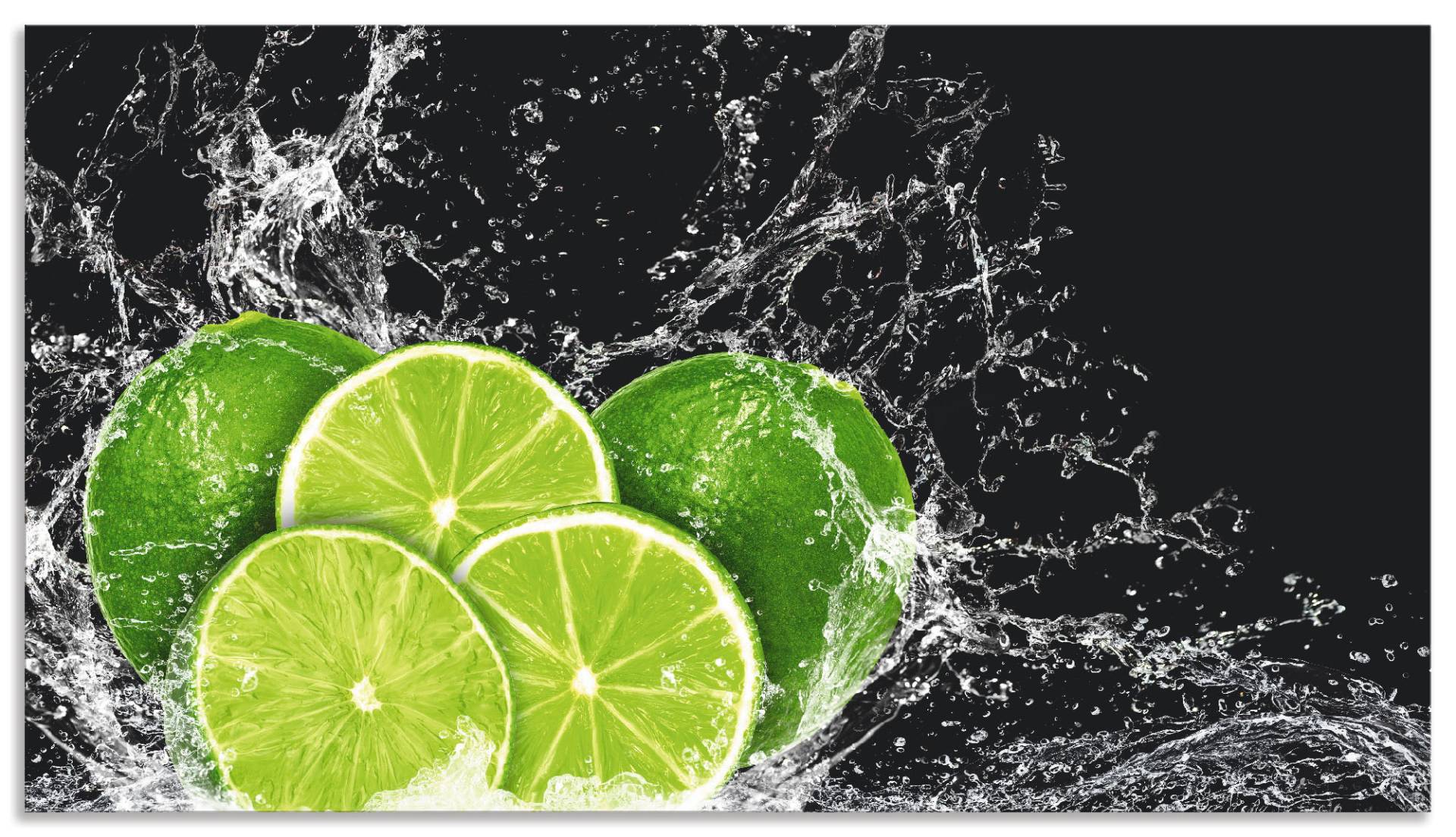 Artland Küchenrückwand »Limone mit Spritzwasser«, (1 tlg.), Alu Spritzschutz mit Klebeband, einfache Montage von Artland