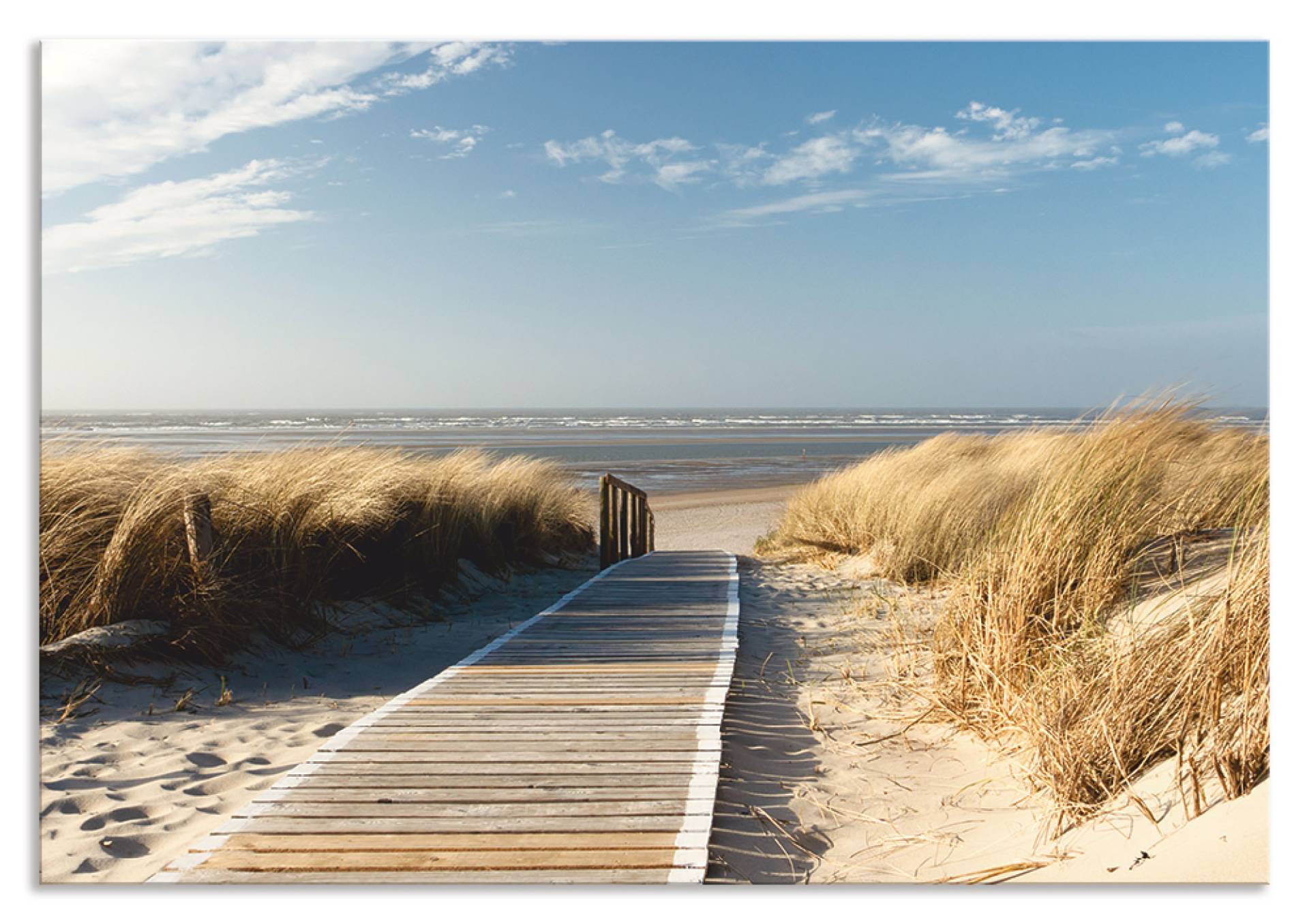 Artland Küchenrückwand »Nordseestrand auf Langeoog - Steg«, (1 tlg.), Alu Spritzschutz mit Klebeband, einfache Montage von Artland
