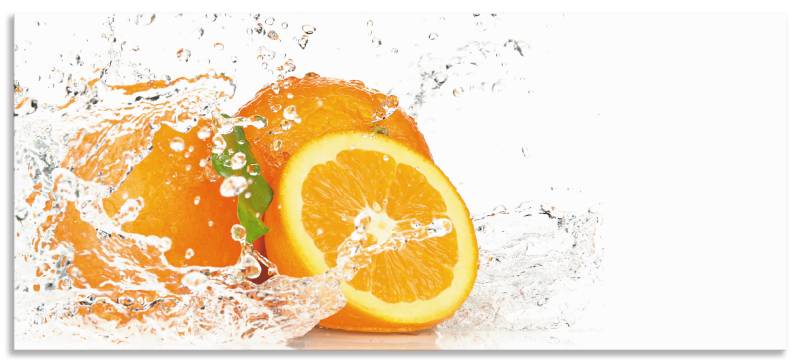 Artland Küchenrückwand »Orange mit Spritzwasser«, (1 tlg.), Alu Spritzschutz mit Klebeband, einfache Montage von Artland