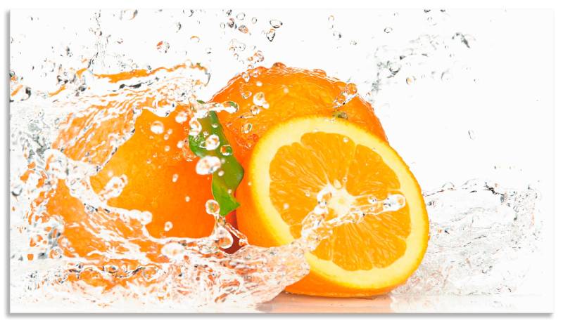 Artland Küchenrückwand »Orange mit Spritzwasser«, (1 tlg.), Alu Spritzschutz mit Klebeband, einfache Montage von Artland